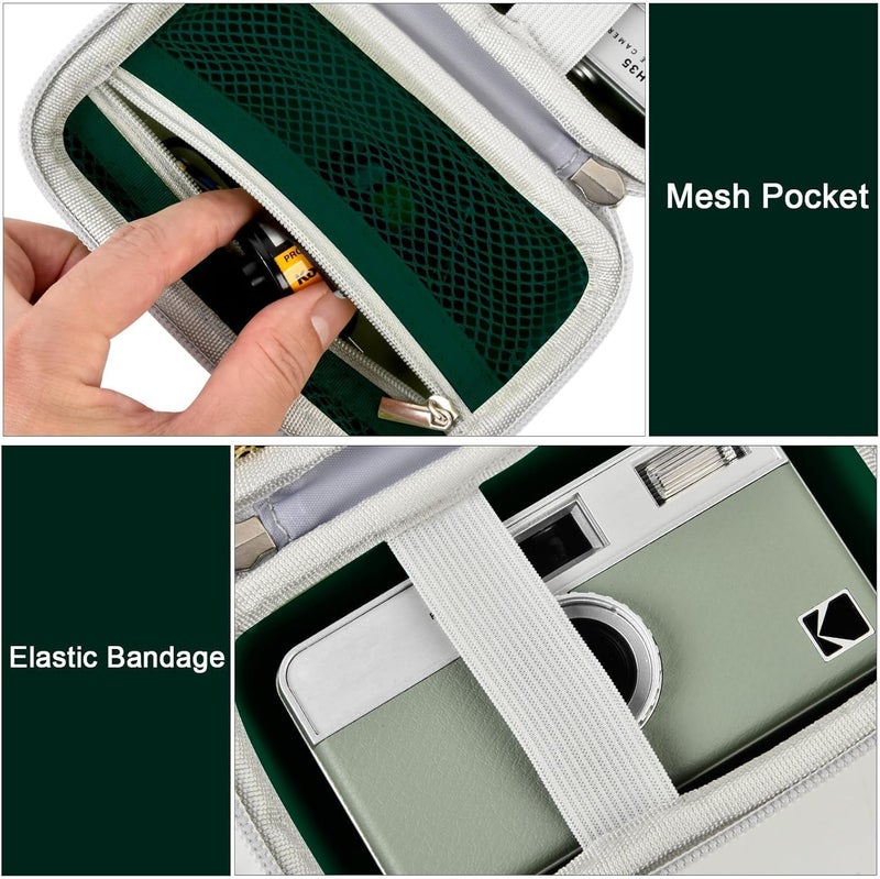Grapsa Digital Camera Case Compatible with KODAK EKTAR H35 H35N Half Frame Film Camera, Storage Holder Organizer for Kodak Ultra F9 M35 M38 Paper Shoot kamera, 35mm Film Rolls (Box Only) - Dark Green - Image 3